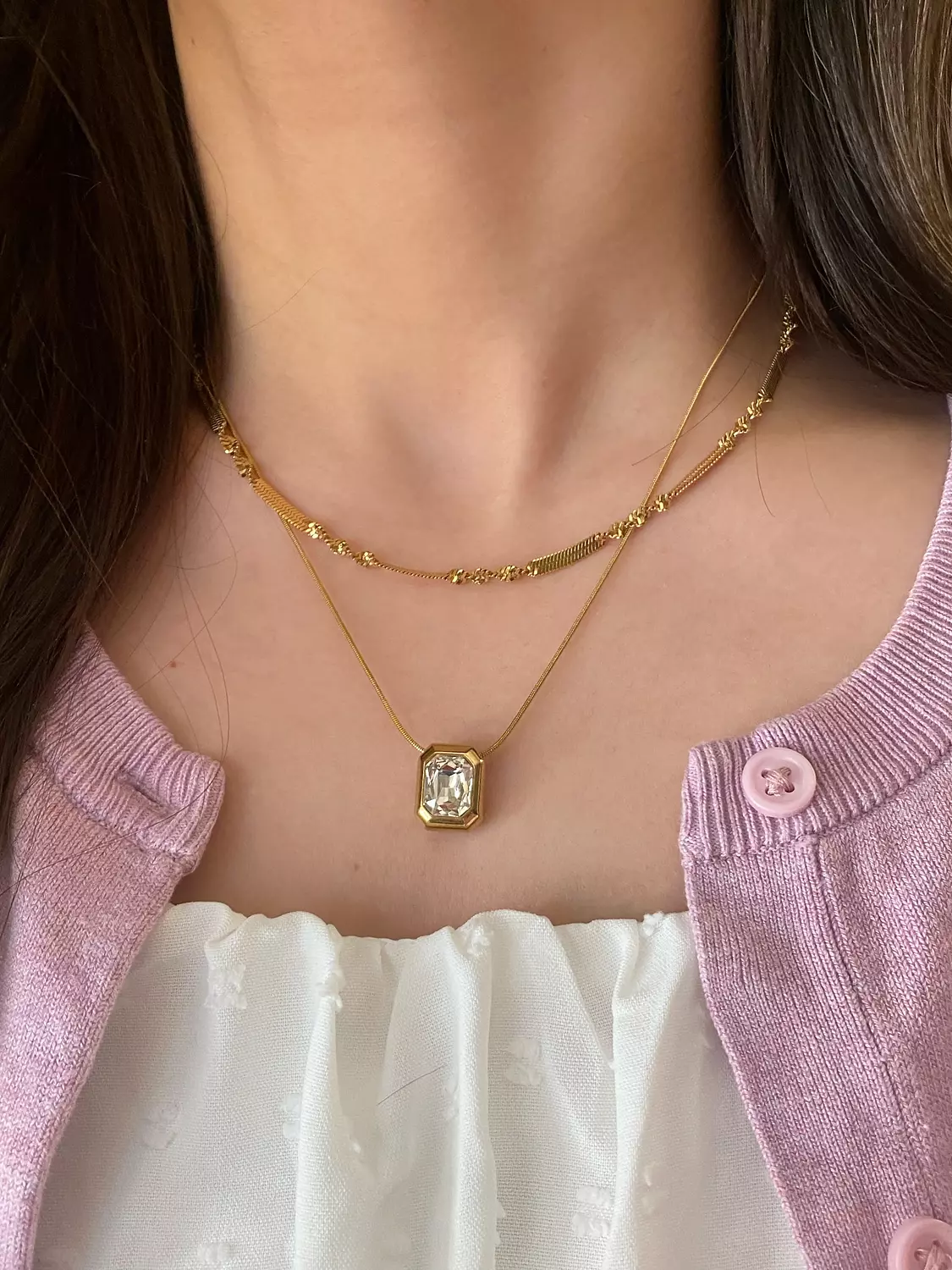Rectangular Diamond Necklace 1
