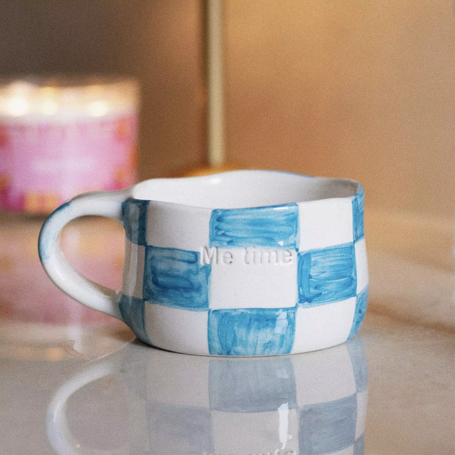 Blue grid mug  2