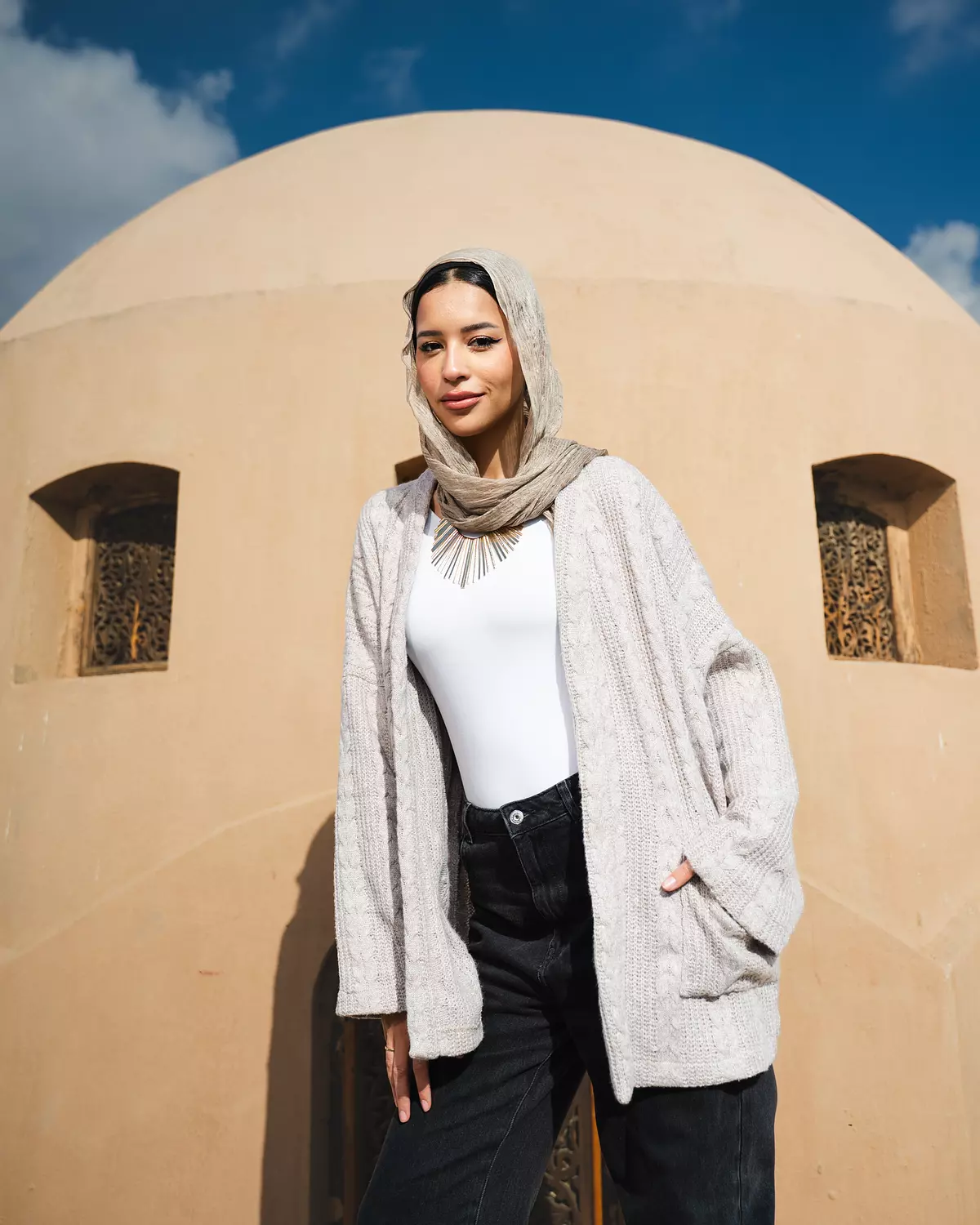 Knitted Greige Cardigan image