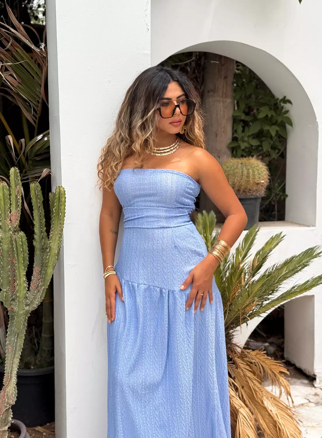 Serena dress in blue hover image