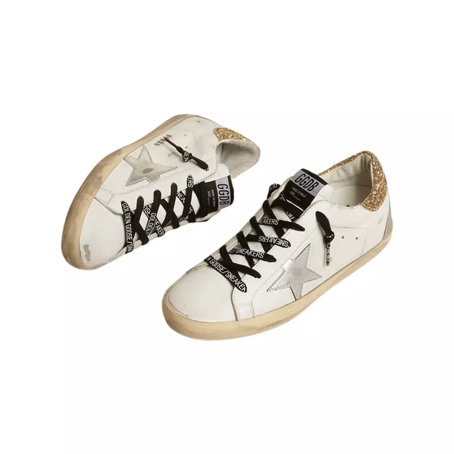 Golden Goose white leather Super-Star with glittery heel tab(Women's) hover image