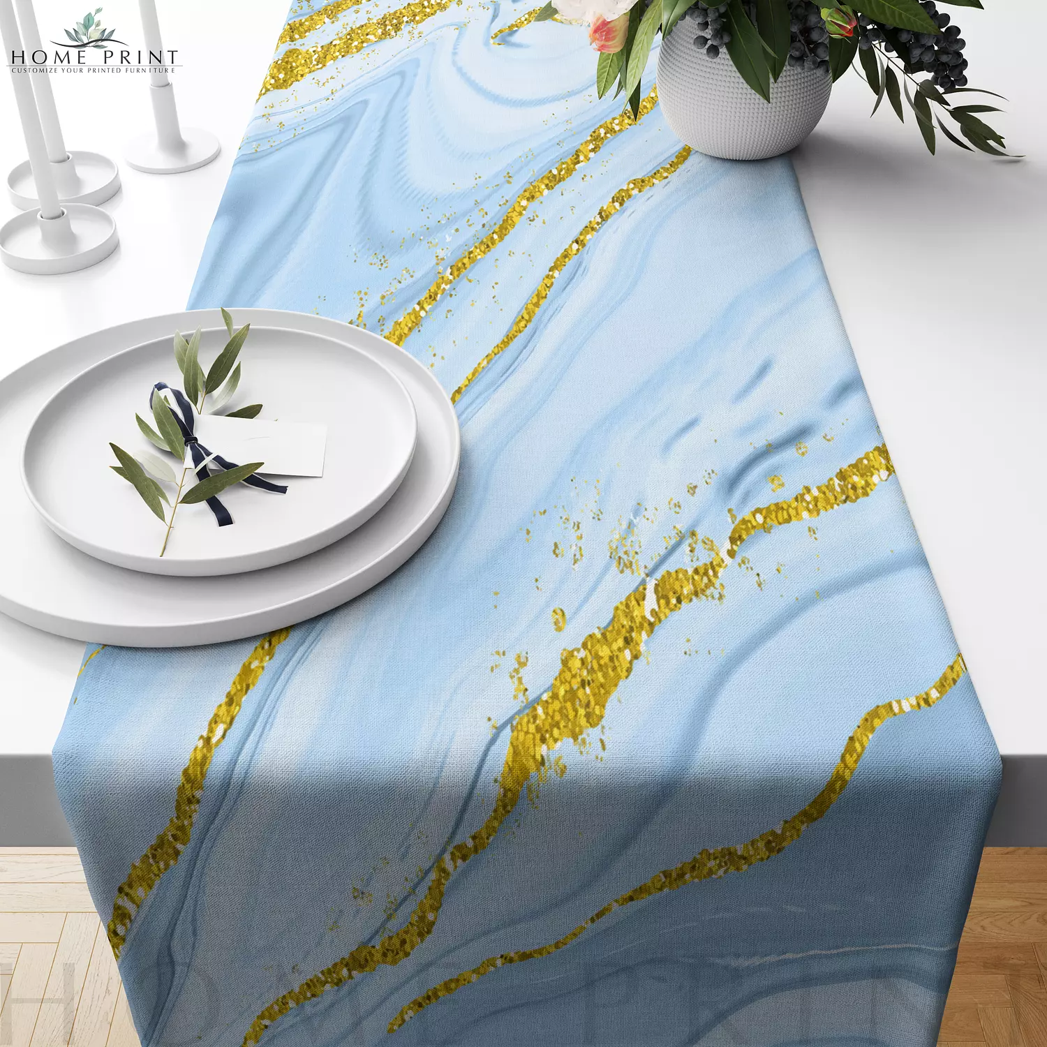 Marble Runner - Light Blue Pattern  image