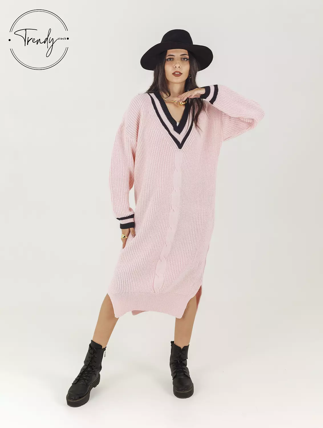 Pink Short V Neck Dress image
