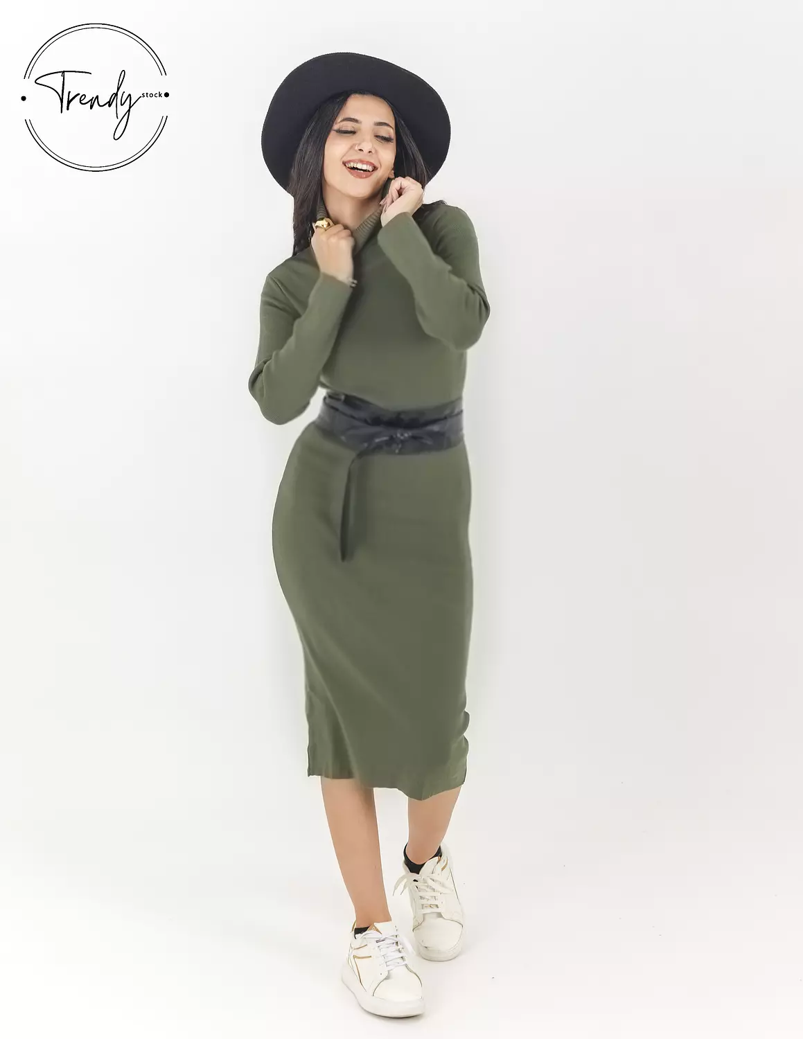 High Neck Solid Dress 3