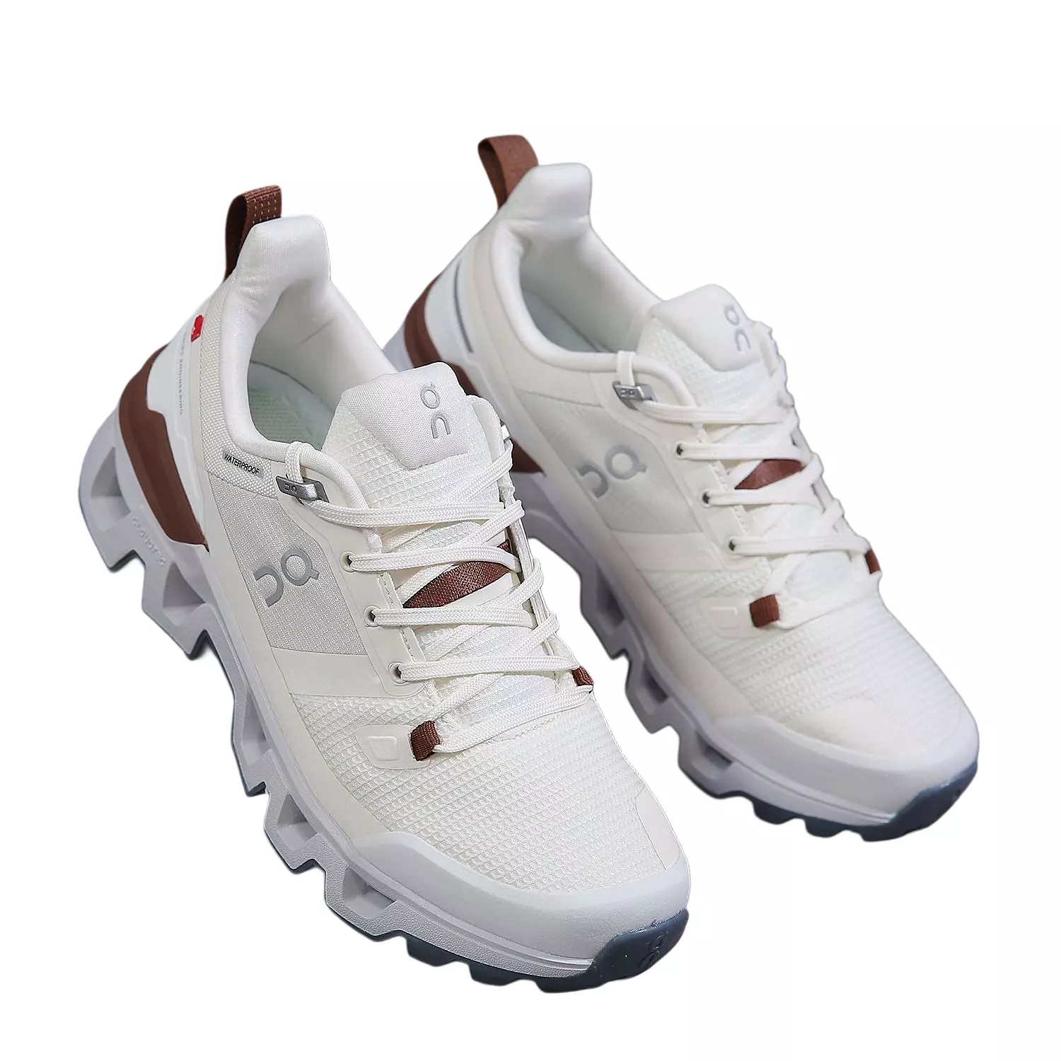 On Cloudwander Waterproof Hiking Shoes White Brown image