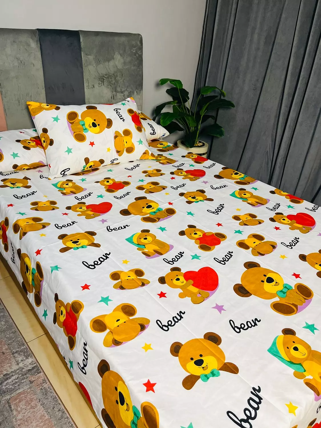 طقم ملاء اطفال قطن دب بقلب image