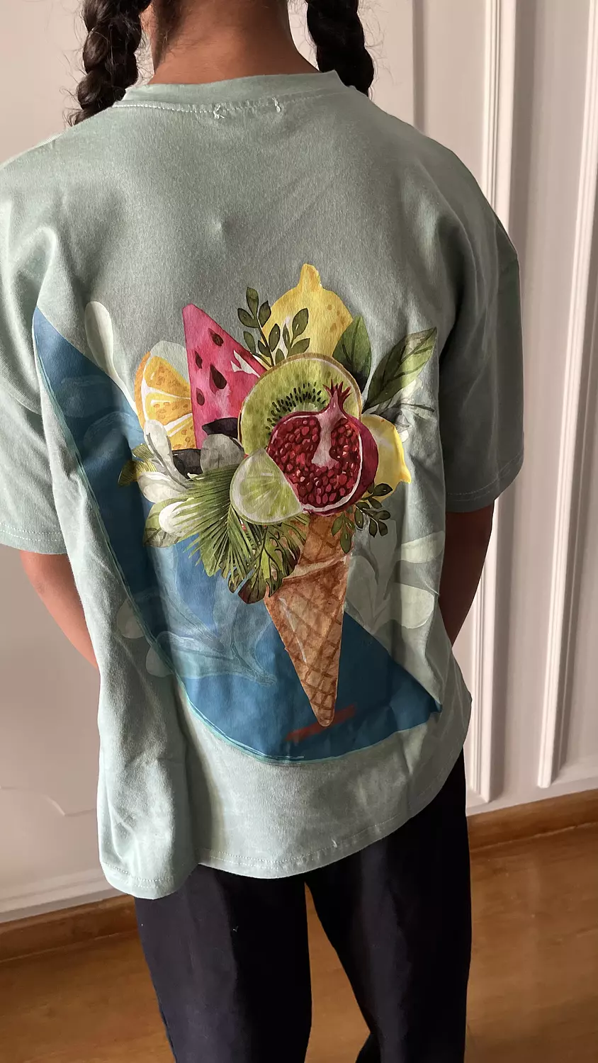 SOUTH Unisex Pastel Green South Fruits Oversized t-shirt  3