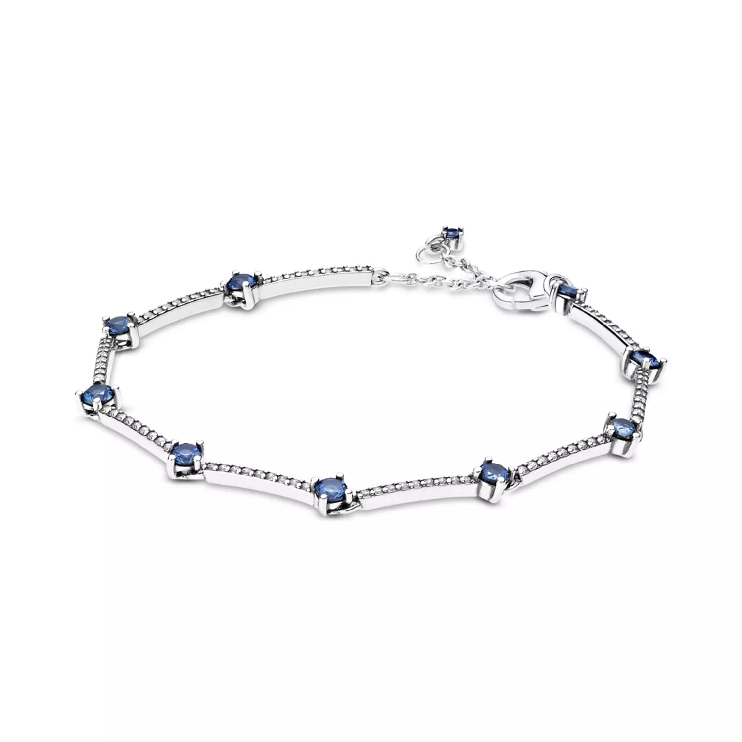 Sterling silver bracelet with clear cubic zirconia and skylight blue crystal image