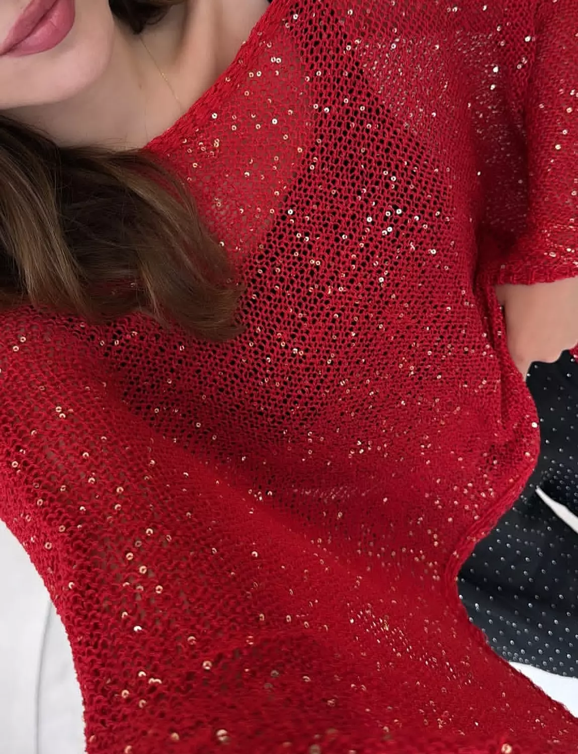 Red glittery Poncho  hover image