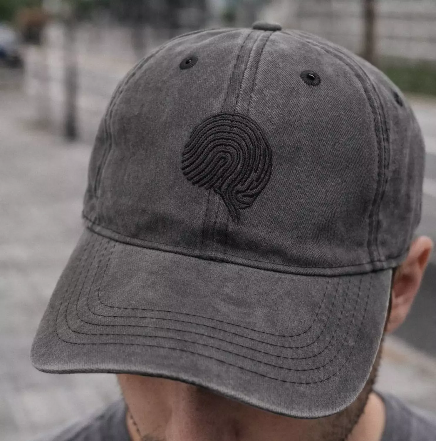 Mindprint Dark Grey Washed Cap  image