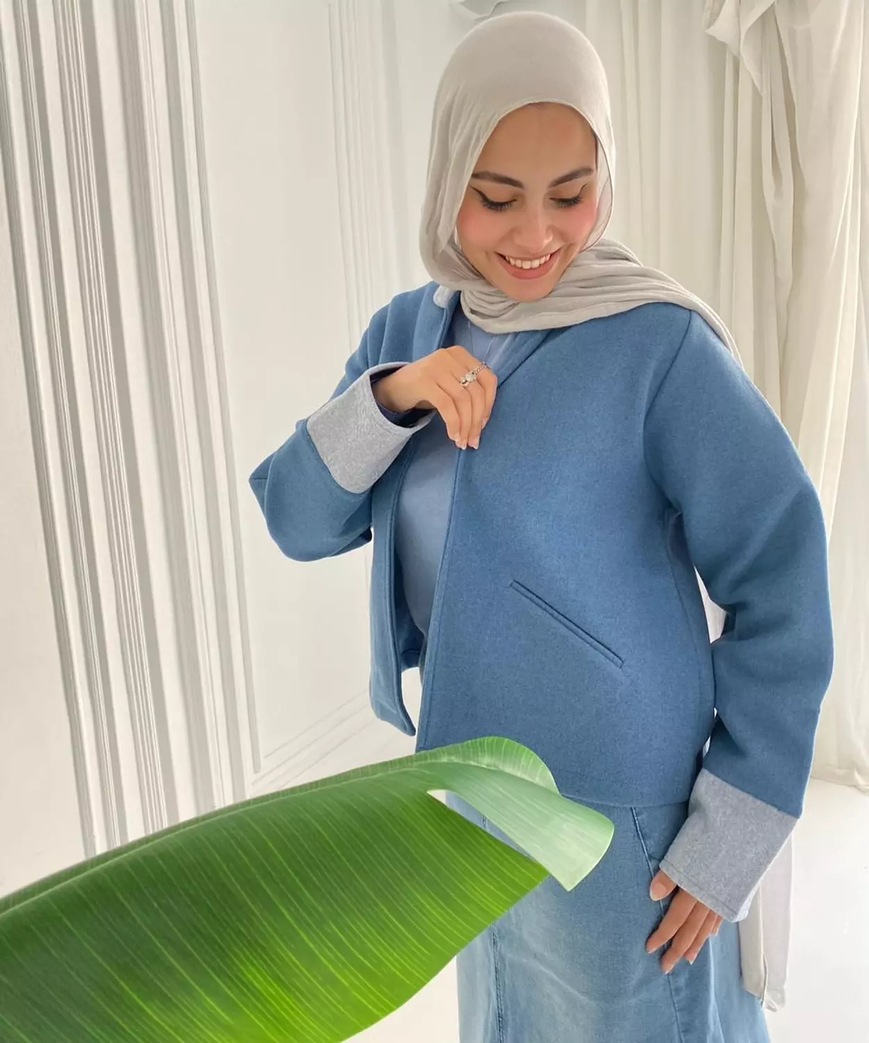 Blue Broadcloth cropped Jacket 3