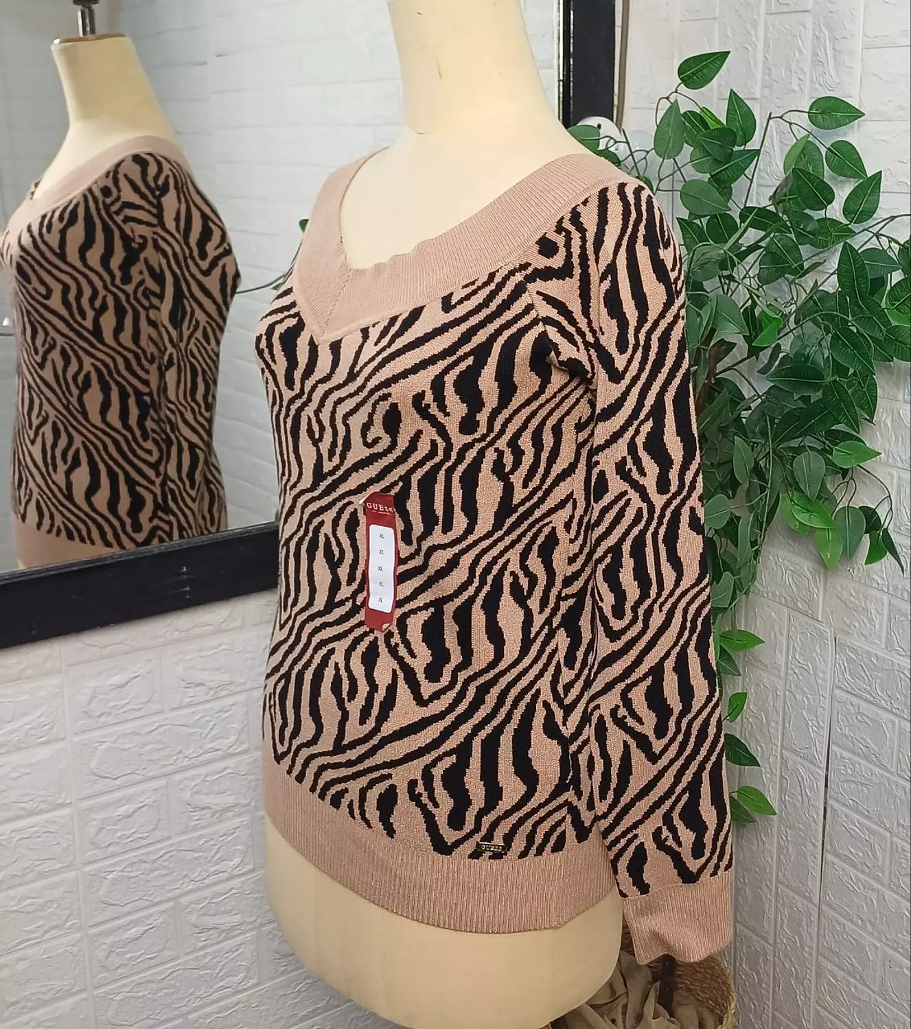 Guess Zebra Print Sweater – Beige & Black hover image