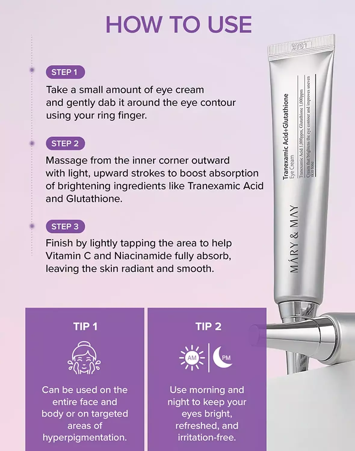 Mary&May - Tranexamic Acid + Glutathione Eye Cream 30 gm 4