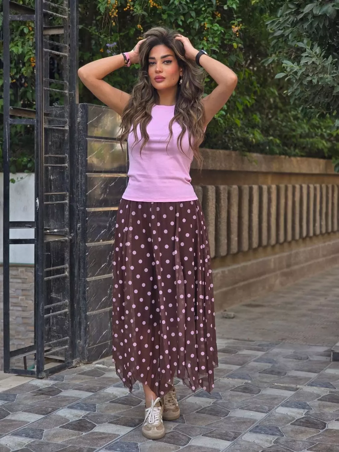 Brown polka dot skirt image