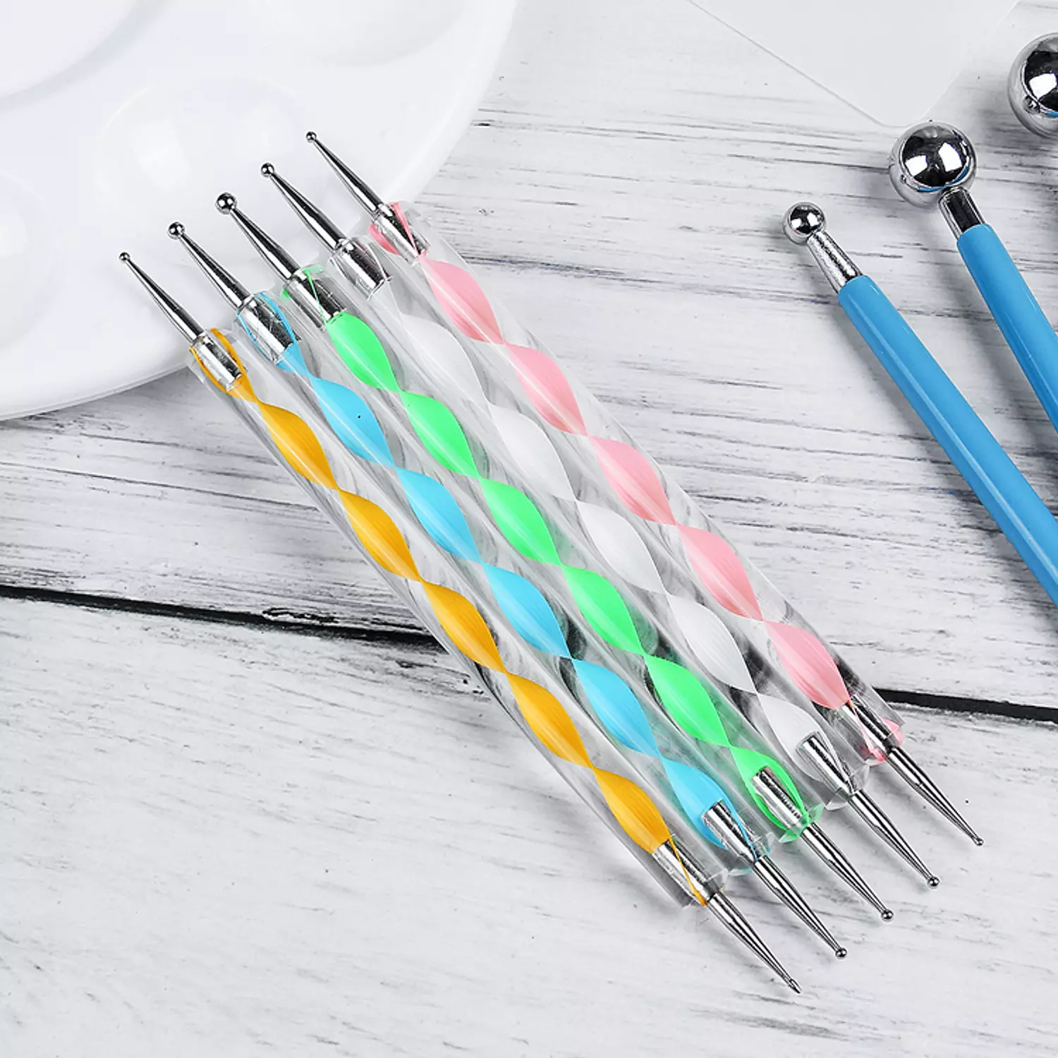Dotting tools set 5 pieces - double sided Acrylic hand 4