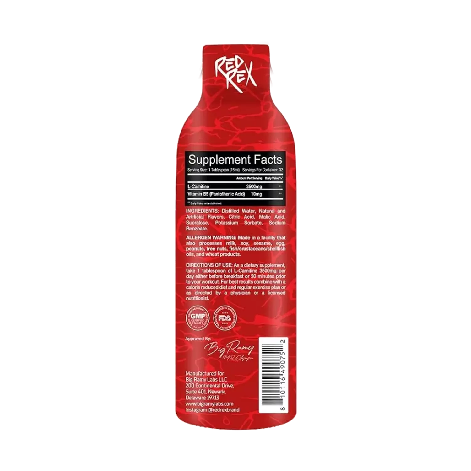 Red Rex, liquid l-Carnitine, 480ml, 32 Serving hover image