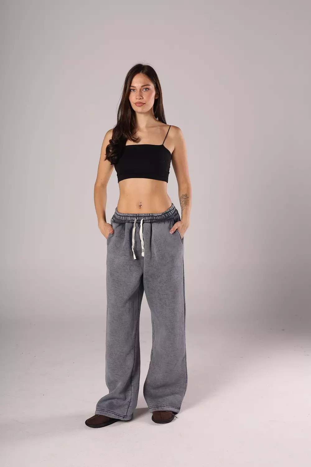 Embossed wide-leg pants image
