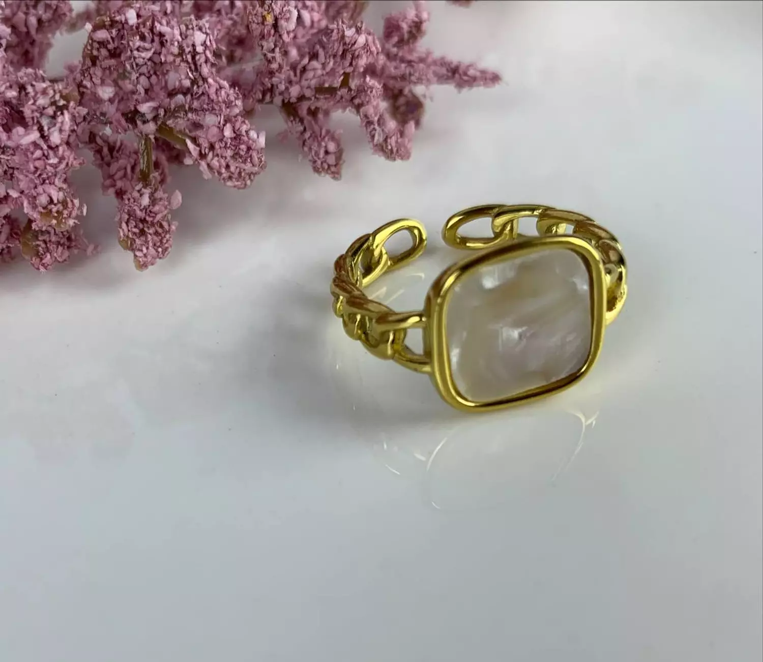 Stainless steel Ring with seashell image