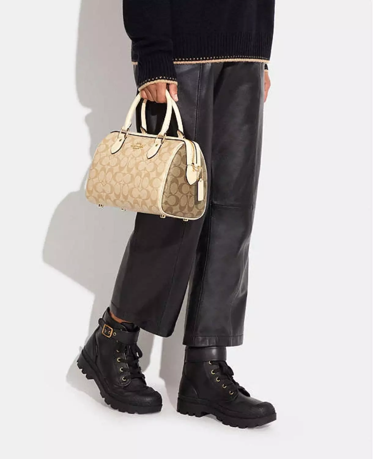 Coach Rowan Satchel Bag In Signature Canvas in light khaki 4