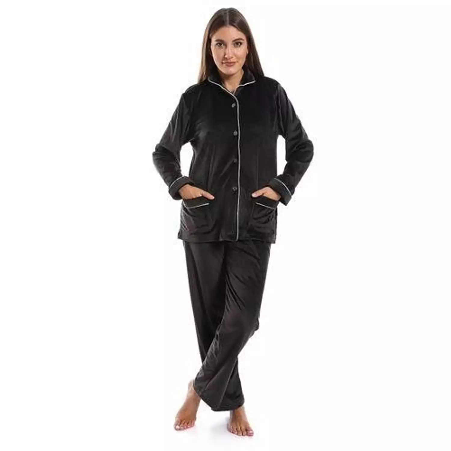 Women Classic Fleece PJ -Black-2505 image