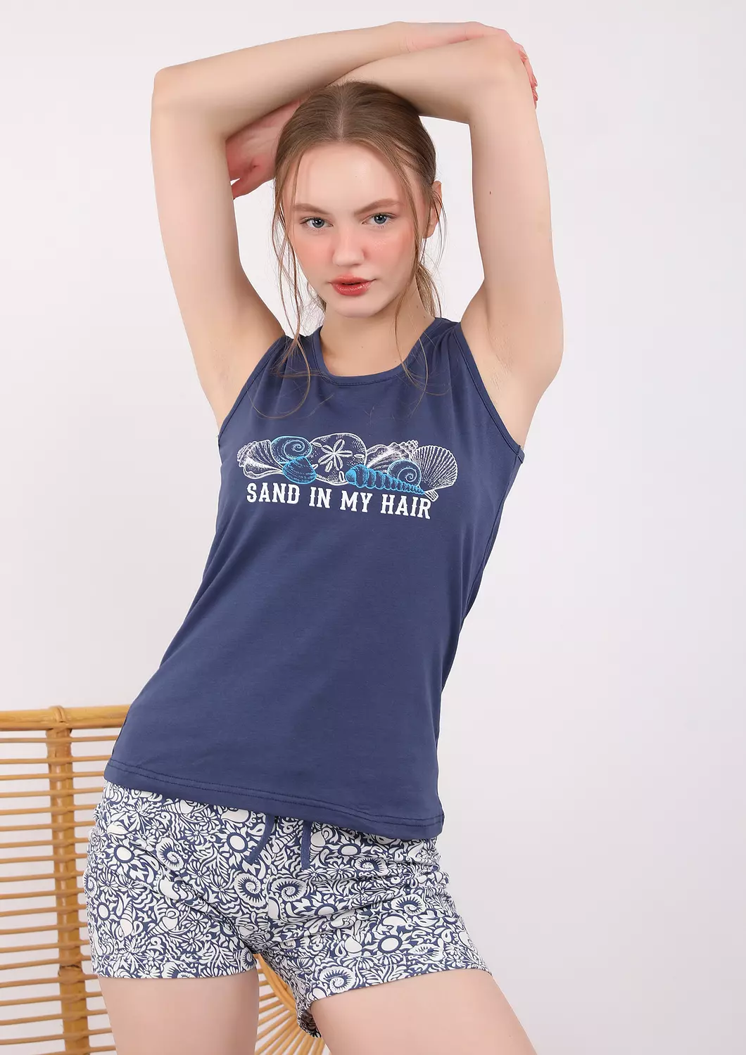 S202 Coastal Breeze Seashell Short Pajama Set 1