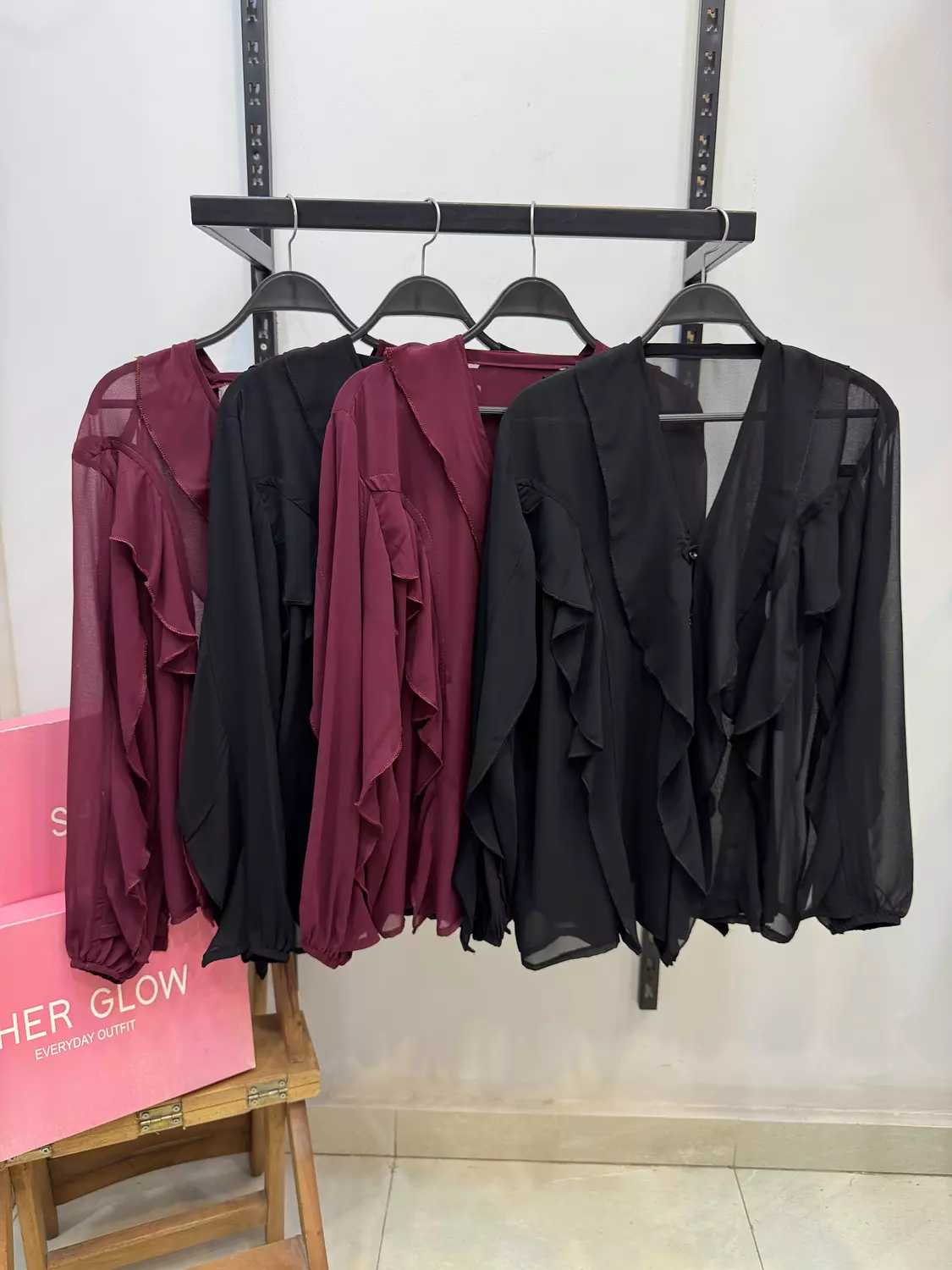 Raffled chiffon blouse image