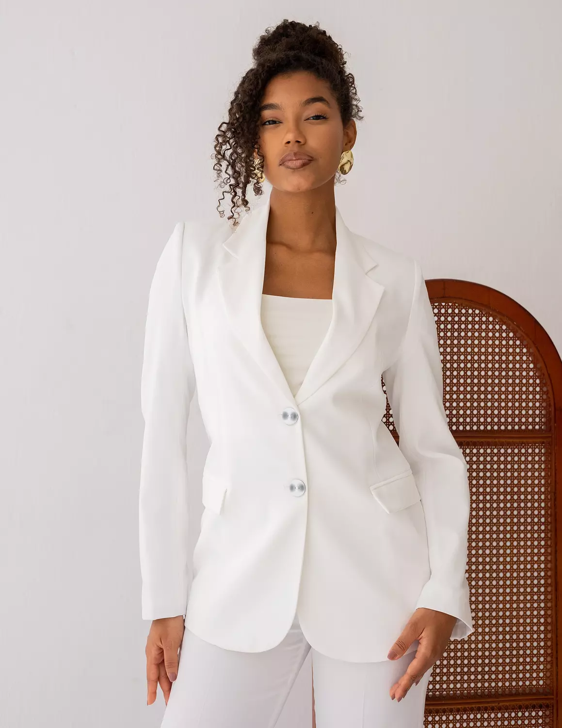 Majestic White Straight Blazer image