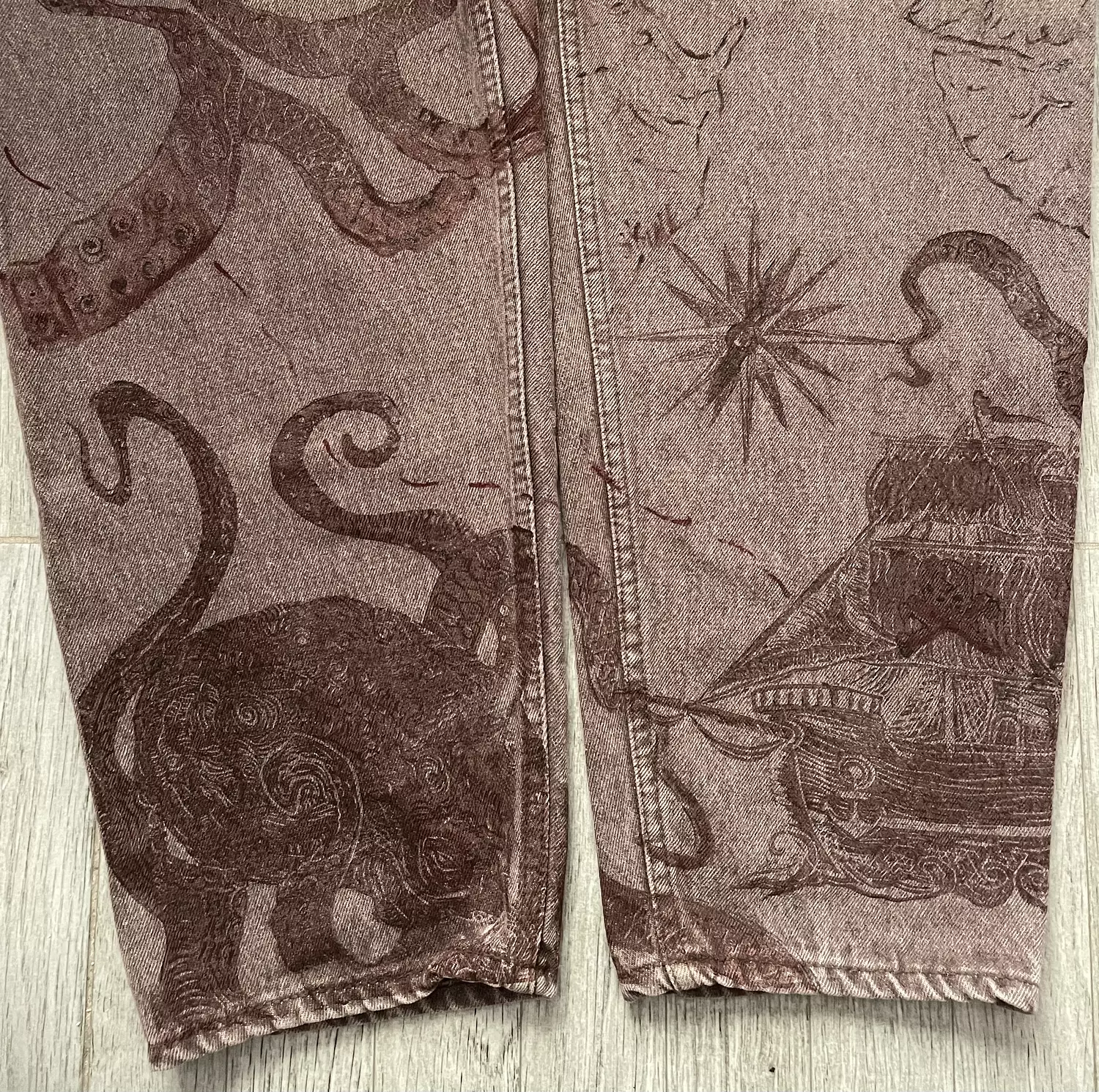 “ BlackSail” 1of 1 hand-printed & painted denim pants 3