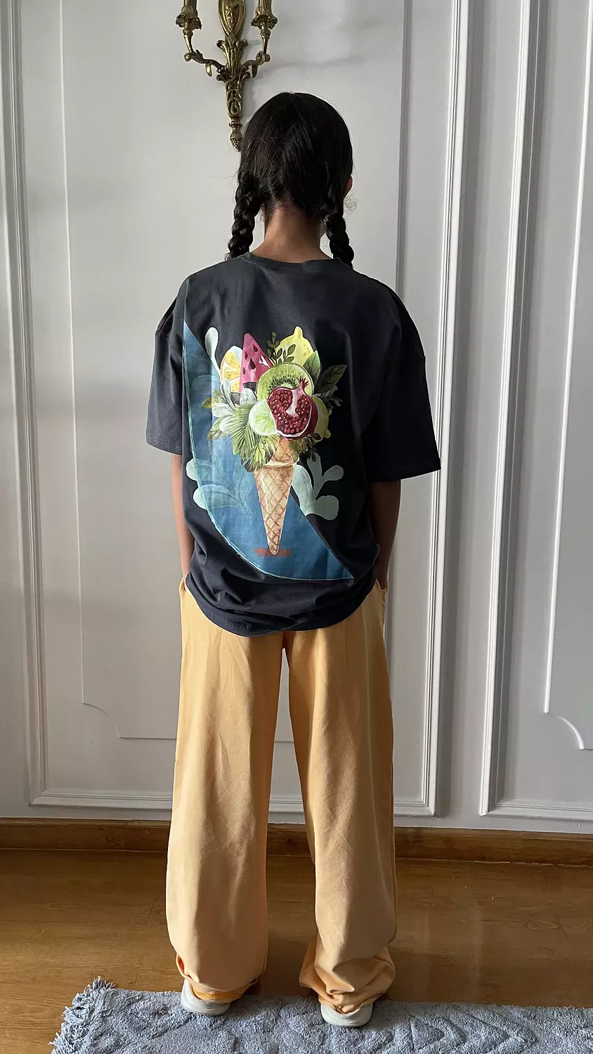 SOUTH Unisex Dark Charcoal Grey South Fruits oversized t-shirt  image