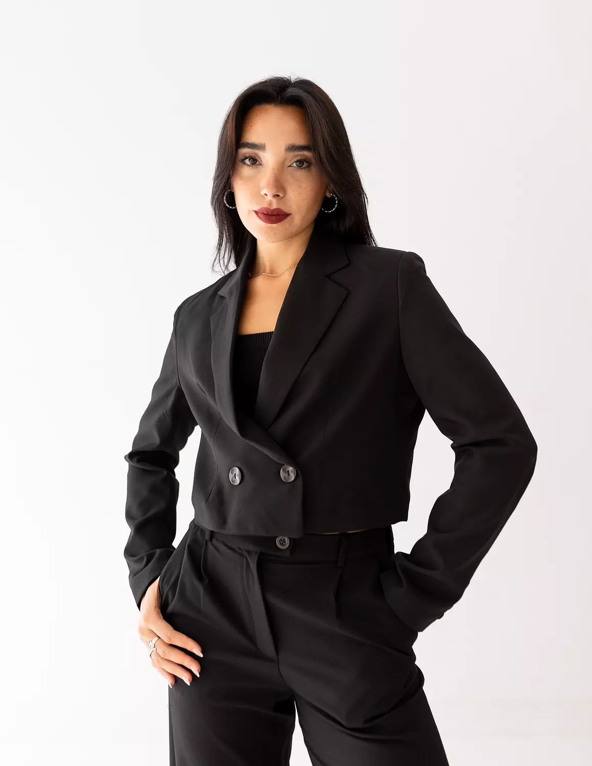 Black Icon Cropped Blazer  7