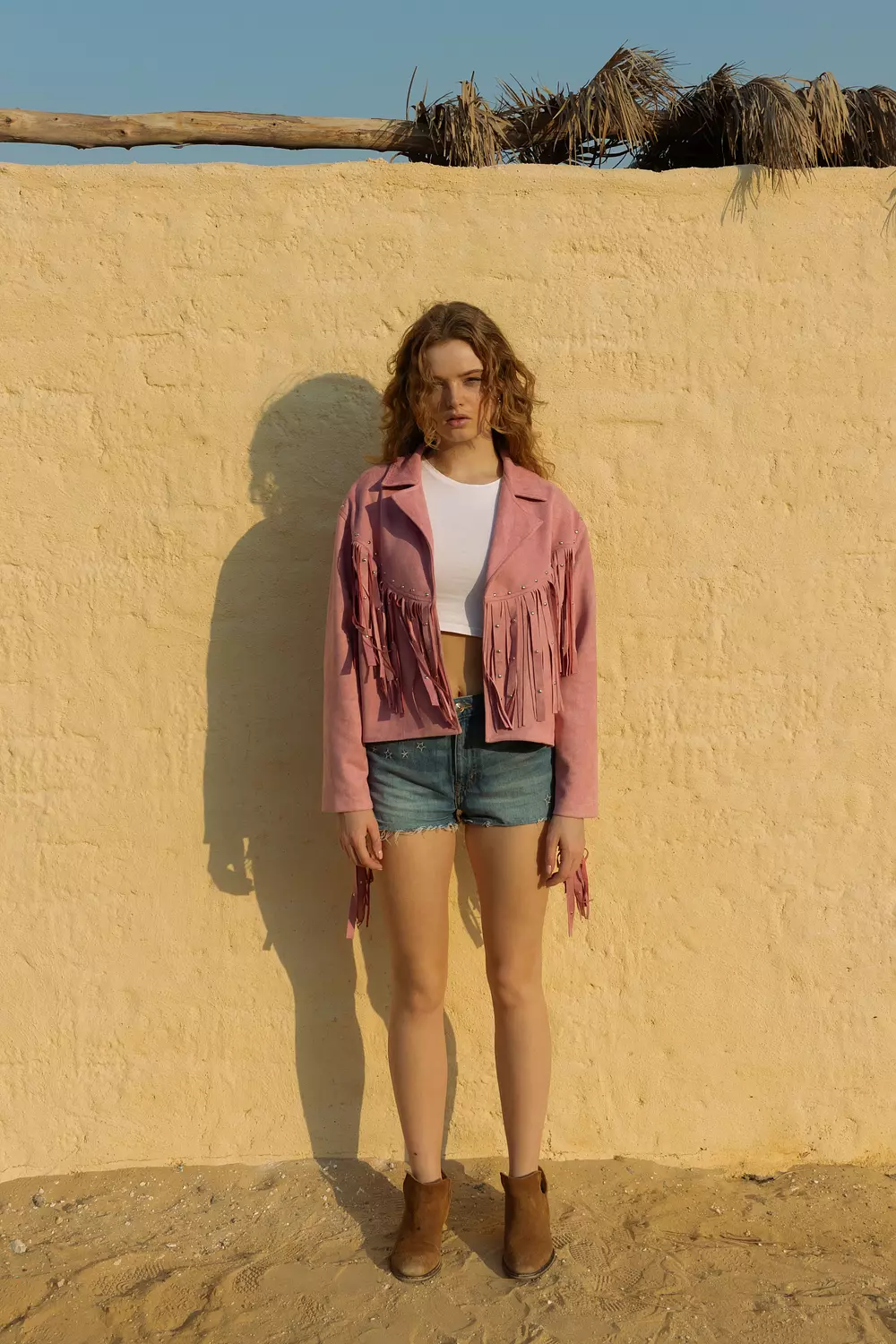 Fringe Suede Jacket - Pink hover image