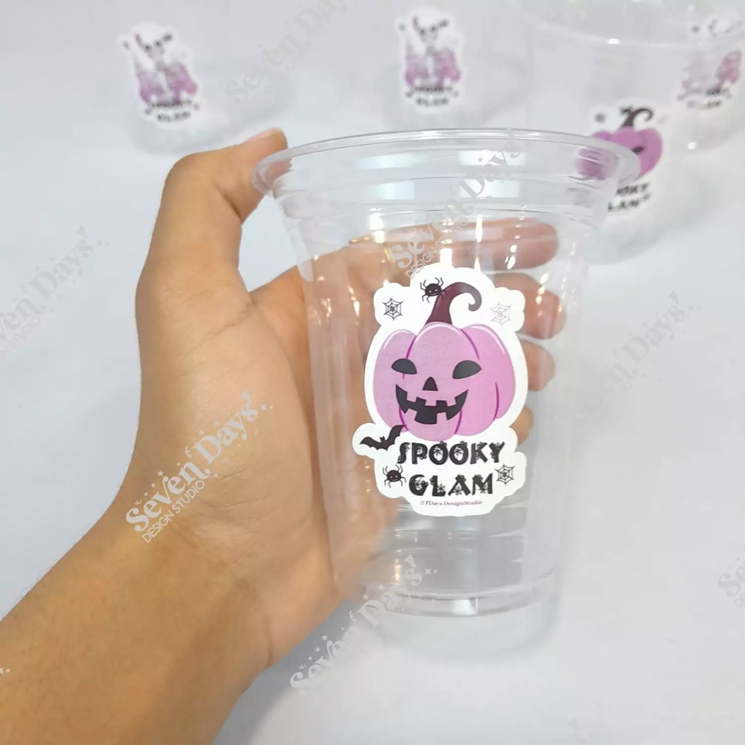 10 Pink Halloween Plastic Cups image
