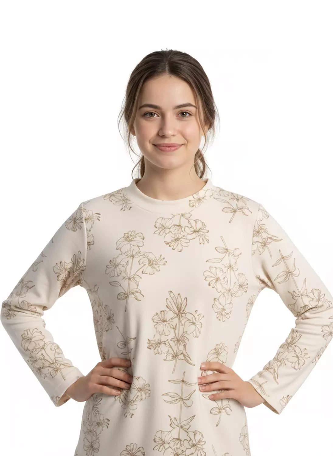 Shorto Printed Flower PJ - Girl - Beige - 3101 - 1 image