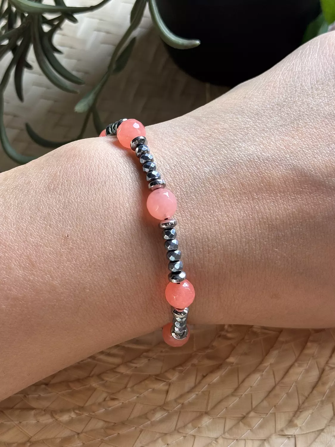 Hematite / Agate Pink Bracelet ( Stock ) 5