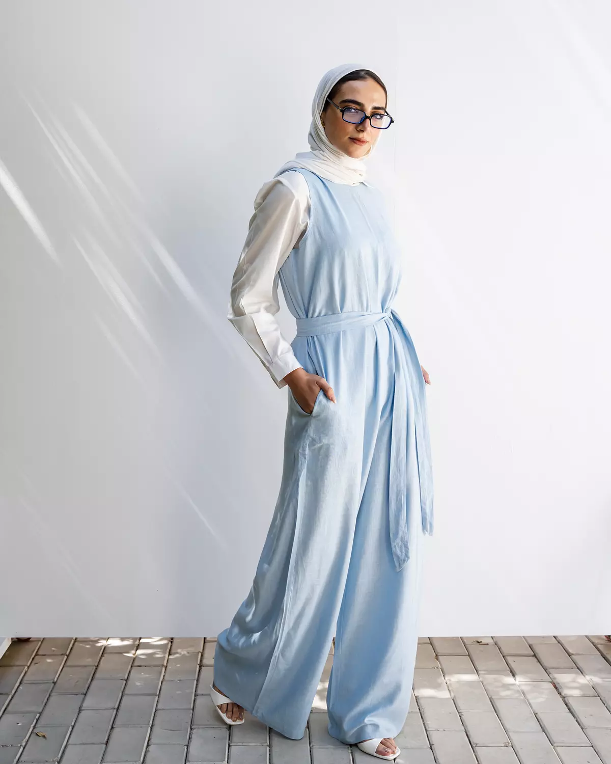 Linen Jumpsuit in sky blue 1