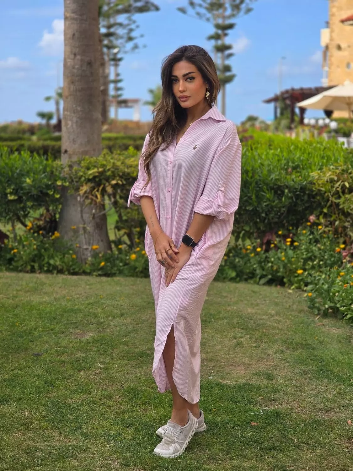 Pink stripped Polo chemise dress hover image