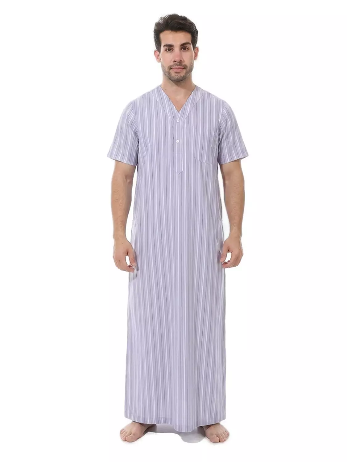 Men Galabeya Short Sleeves - 2257 - Light Grey image
