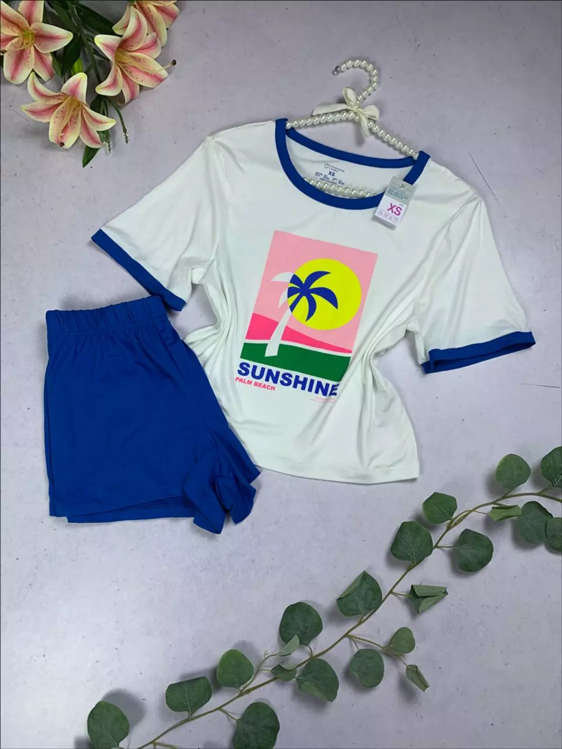 Jersey super soft  hot short pj set from primark uk image