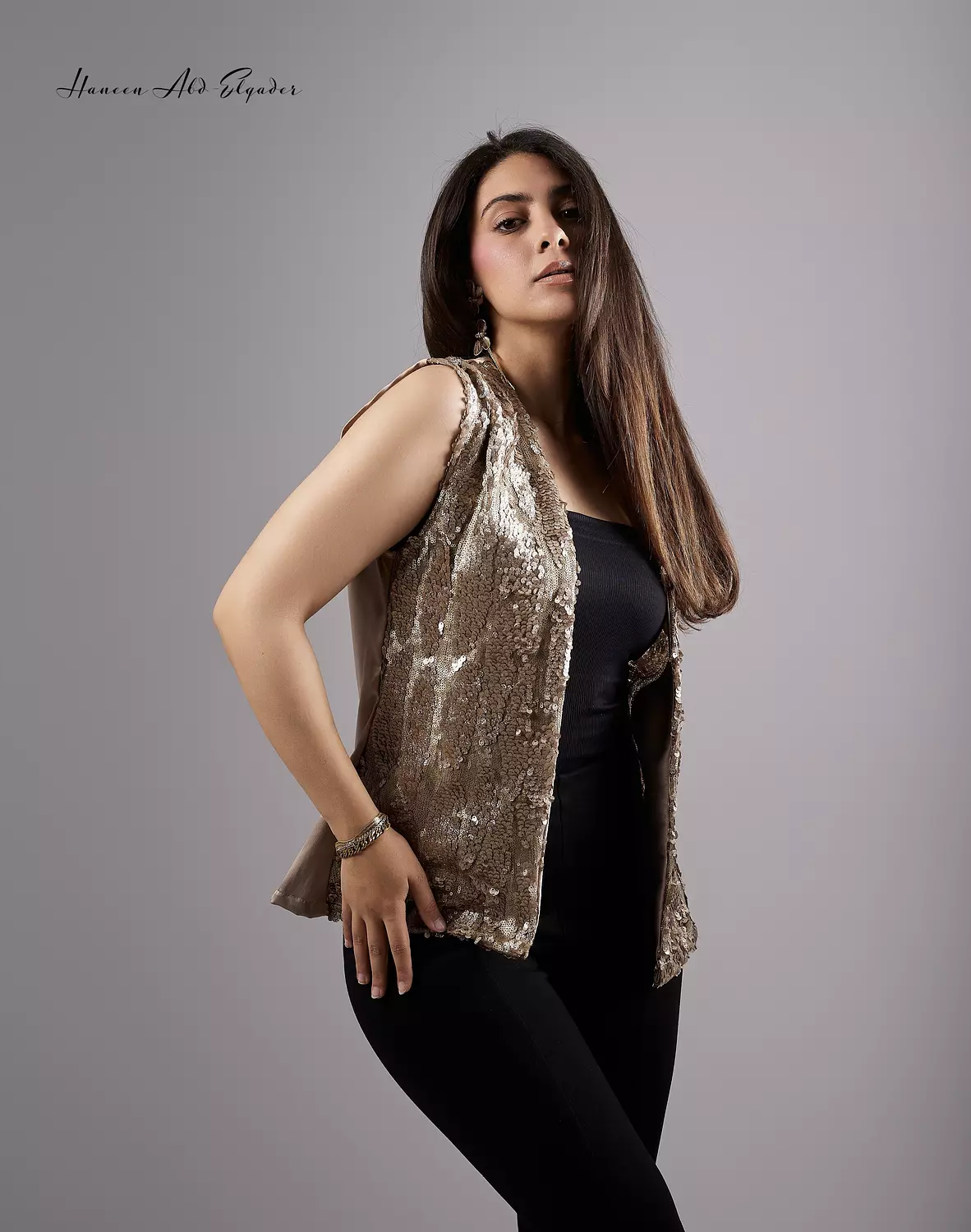Bronze metallic sequined vest 4