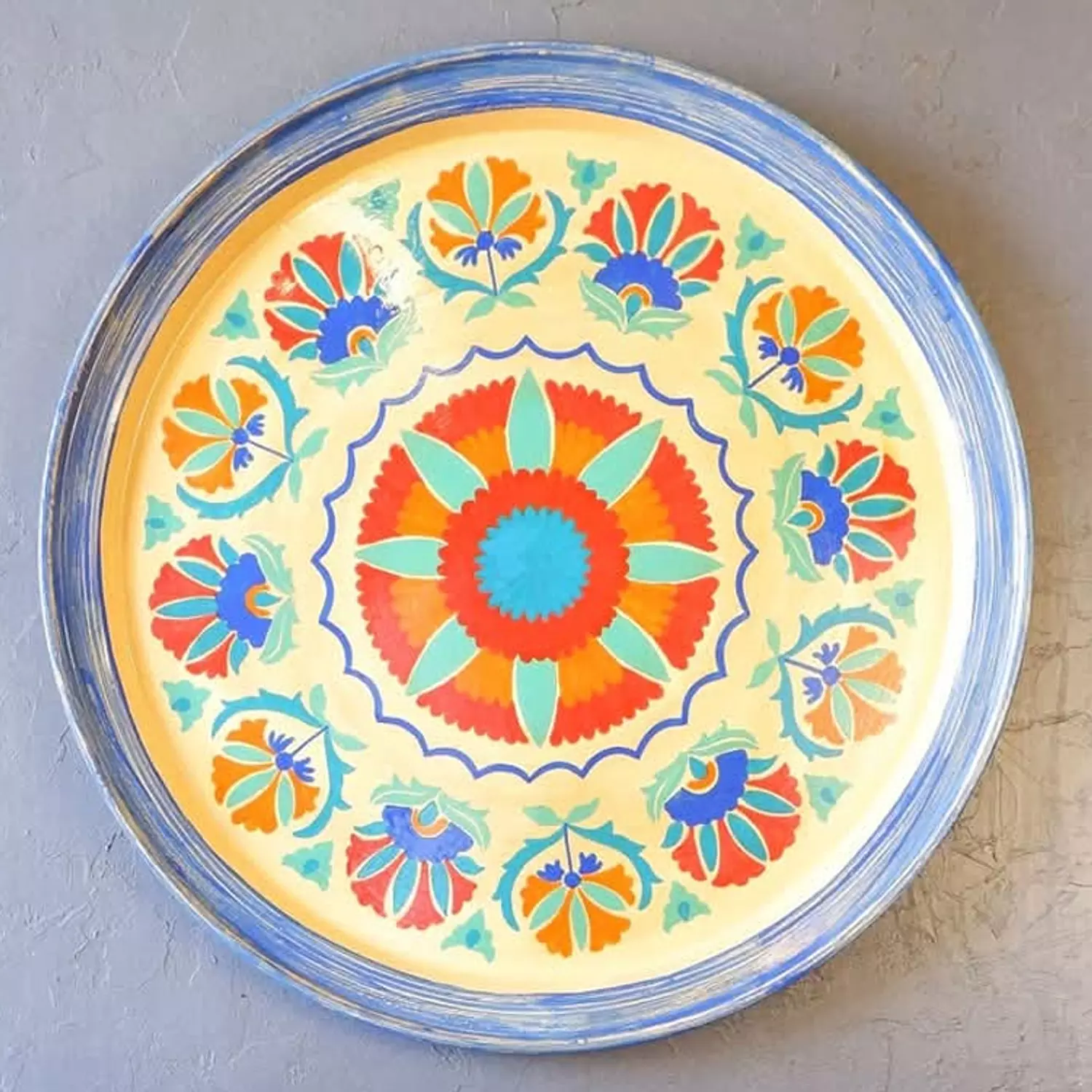 Tray metal large - flower multicolor image