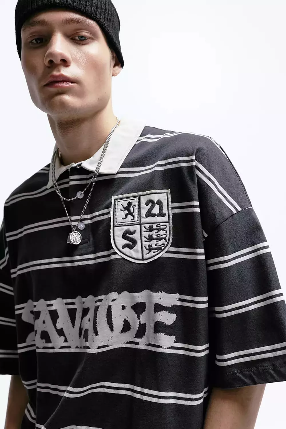 PULL&BEAR 21 SAVAGE STRIPED POLO T-SHIRT 2