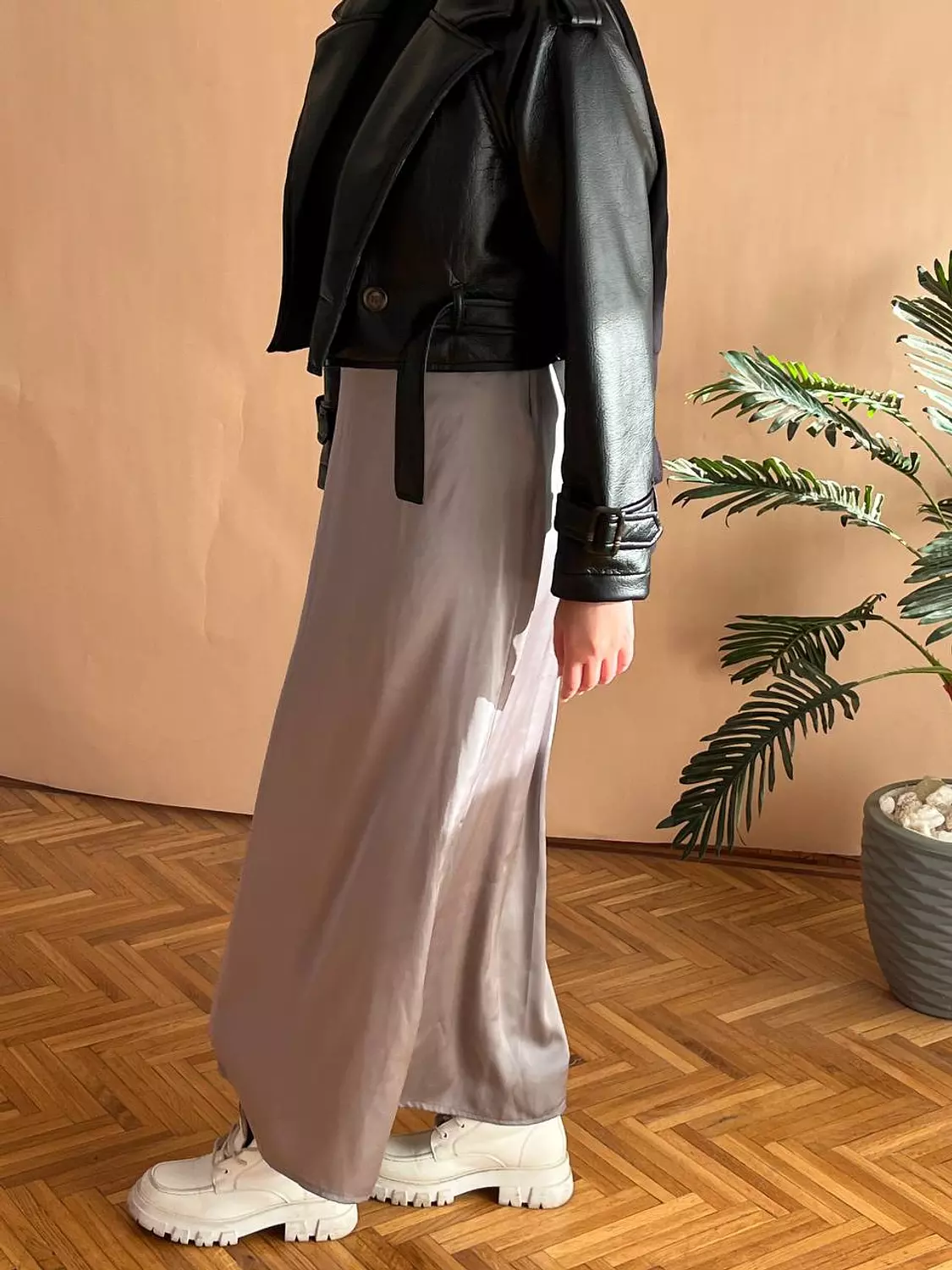 A-line Gray Satin Skirt - new addition   2