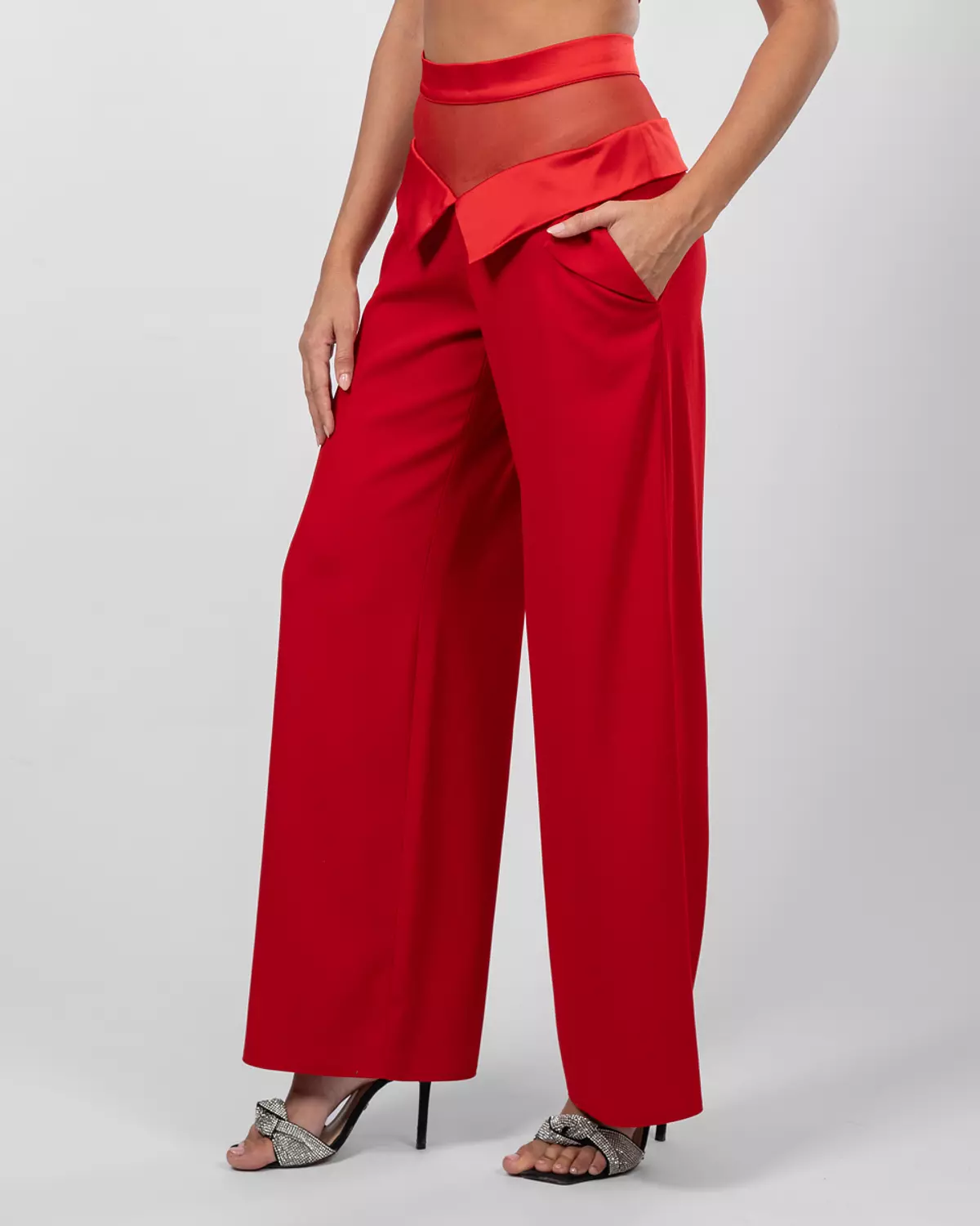 Red Wide-Leg Trousers 3