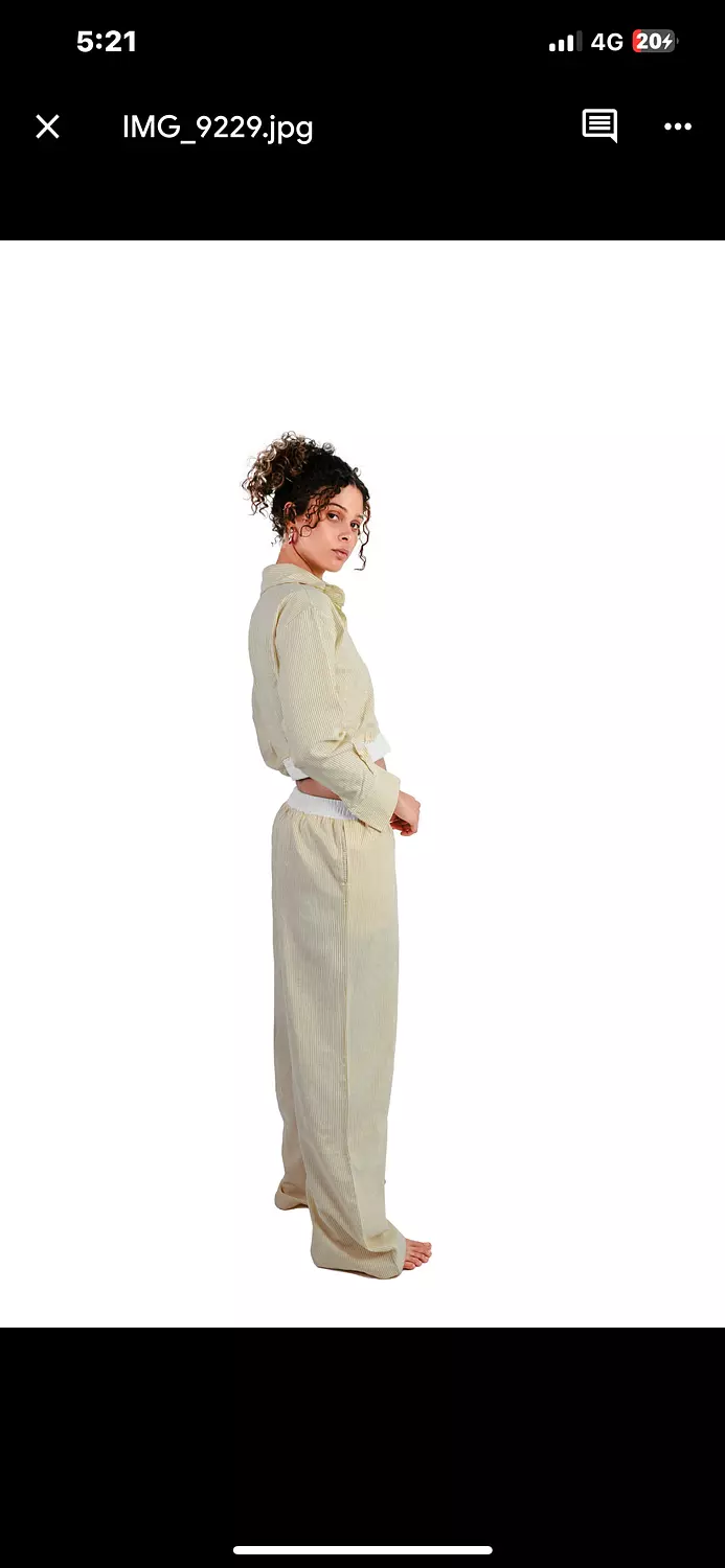 Pastel yellow Stripe set in boxer Pants 2