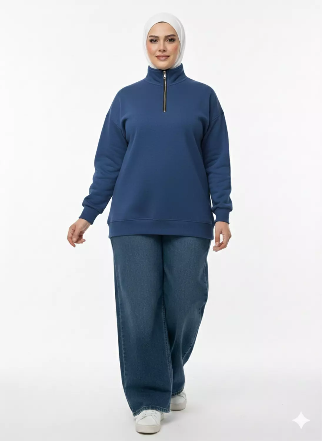 Unisex Sweatshirt, Plus Size Fashion, Quarter-Zip Fleece, Minimalist Style. 1