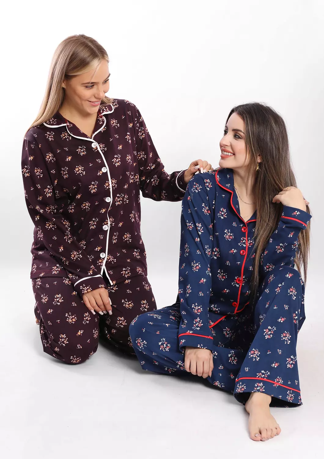 C325 Midnight Blossom BUTTONED Pajama Set  image