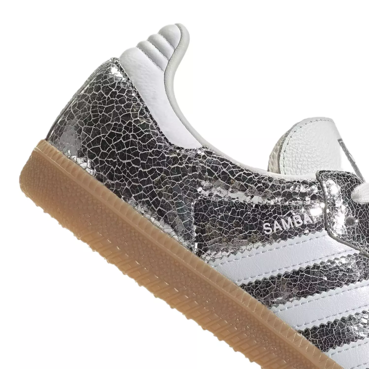 Adidas Samba - Silver Metallic Cracked Leather  2