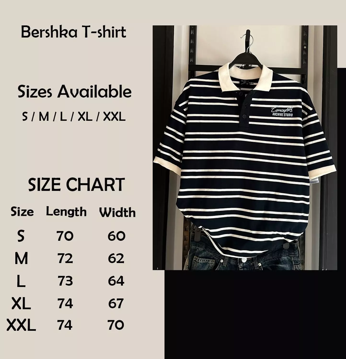 BERSHKA STRIPED GRAPHIC POLO SHIRT 9