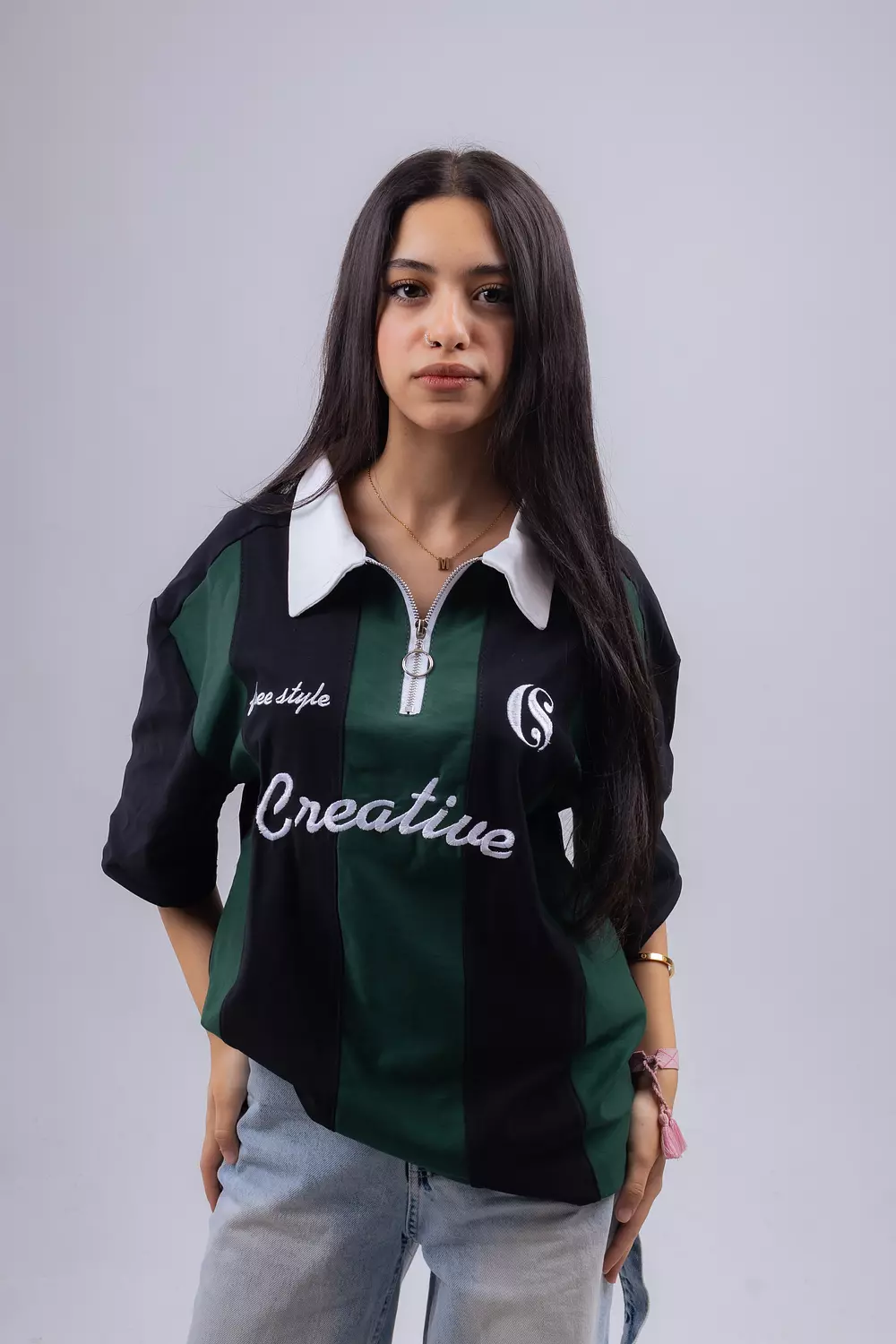 Olive Quarter-zip rugby polo 2