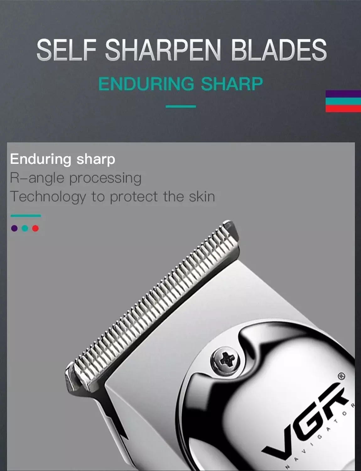 VGR V-071 Professional Cordless Hair Trimmer with Precision T-Blade 6